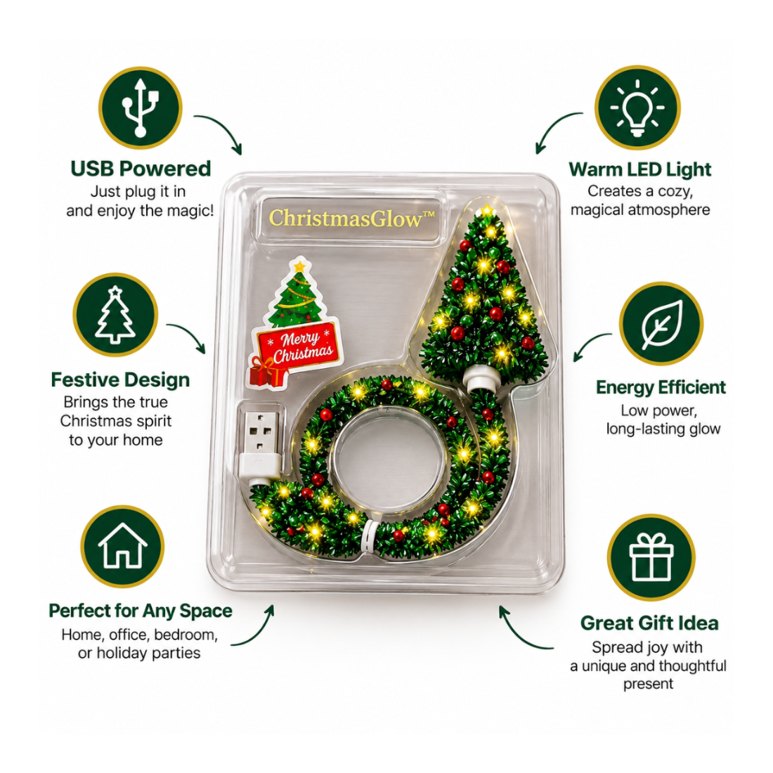 ChristmasGlow™- USB Christmas Tree Projector