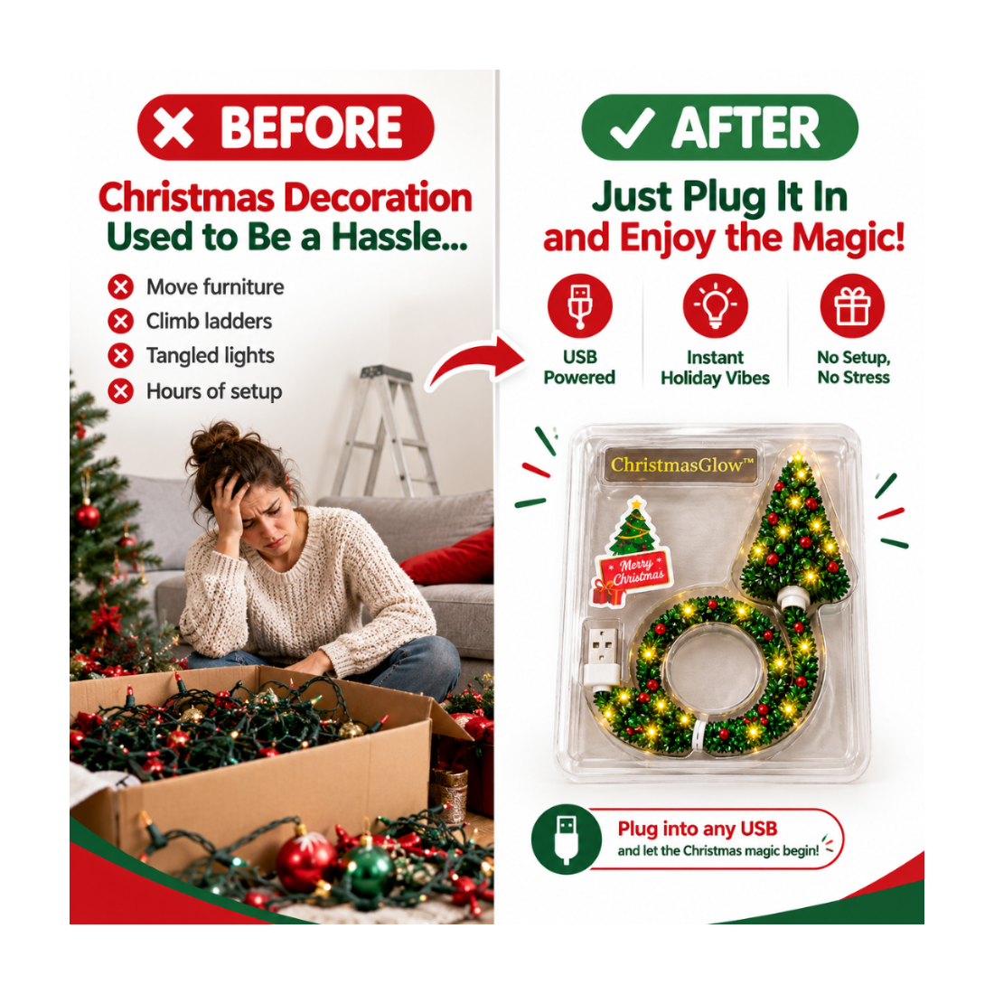 ChristmasGlow™- USB Christmas Tree Projector